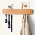 Coat Rack Wall Mount with Hidden Hooks, Wall Hooks with Shelf, Wall Key Holder Mount Wooden Shelf Entryway Hooks for Bedroom Bathroom for Hanging Coats Hats Bags Towels (Oak, 5 Hooks) by Nevsokio