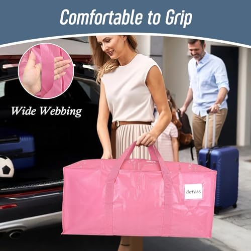 12 Pack Extra Heavy Duty Large Moving Bags with Strong Zipper, Pink - Image 6
