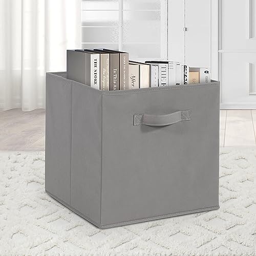 11x11 Storage Bins, Set of 10 Storage Cubes, Collapsible Cube Storage Bins, Fabric Closet Organizers with Handles for Home, Office, Closet Shelf Cabinet, Bookcase, Grey - Image 6