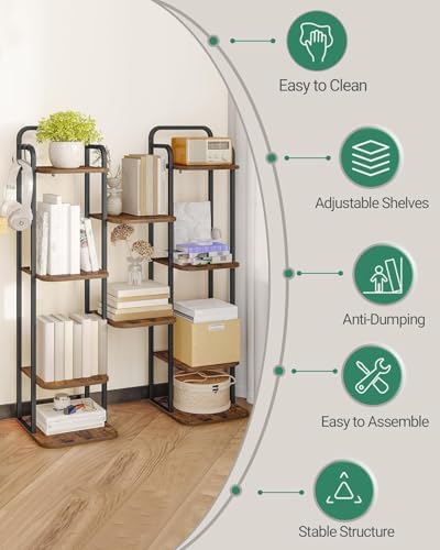 Hzuaneri 6 Tiers Vertical Shoe Rack, Tall Shoe Shelf with 2 Hooks - Image 7