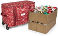 Covermates Keepsakes Rolling Adjustable Ornament Storage Bag – Heavy-Duty Polyester, FlexGrid Trays & Padded Dividers – Protective Holiday Organizer with Wheels, Handles & ID Window, Red Snowflake by Covermates