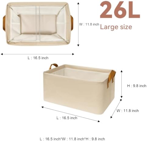 SNWDN 6 Pack Closet Cloth Storage Bins with Handles（ Beige 16.5''L x 11.8''W x 9.8''H） - Image 2