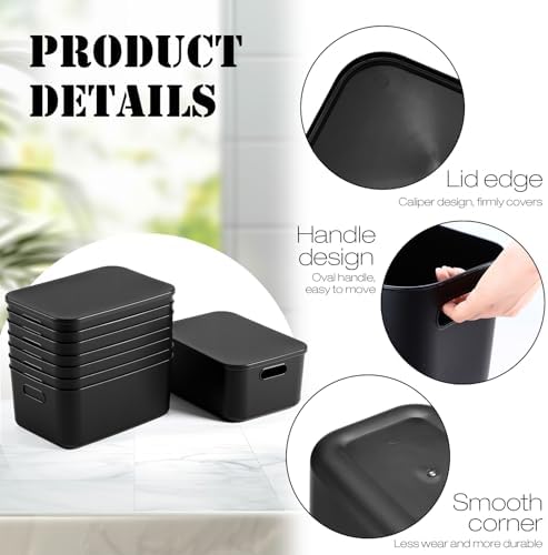 Hoolerry 8 Pieces Storage Bins, 13.8 x 9.8 x 5.9 Inch, Black - Image 3