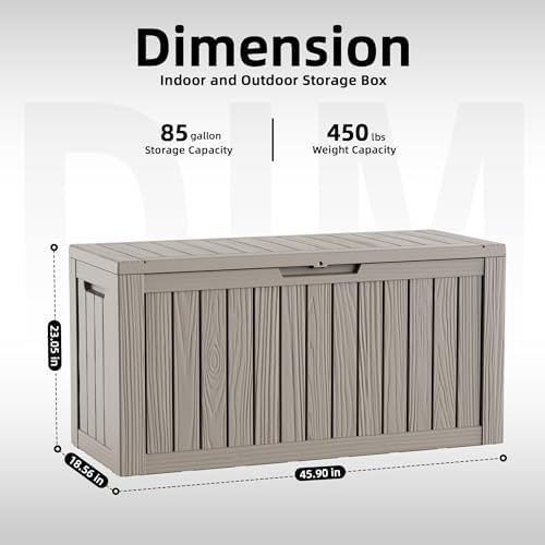 Vixzen 85 Gallon Deck Boxes Outdoor Waterproof, Lockable Resin Storage Box with lid for Furniture Cushions, Weatherproof Containers Outside Storage Boxes for Garden Patio Pool Tools (Grey, 85 Gallon) - Image 5