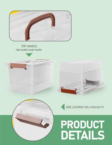 WYT 6 Pack 17qt Clear Plastic Storage Bin with Lid and Latching Buckles, Stackable Tote Organizing Box with Handle - Image 3