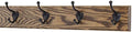 Oak Coat Rack with Oil Rubbed Bronze Hat & Coat Style Hooks (Walnut, 20" x 3.5" with 4 Hooks) by PEG+AND+RAIL