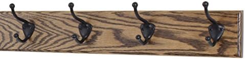 Oak Coat Rack with Oil Rubbed Bronze Hat & Coat Style Hooks (Walnut, 20" x 3.5" with 4 Hooks) by PEG+AND+RAIL