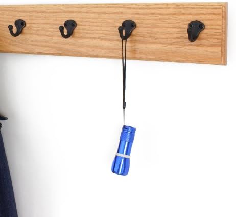 PegandRail Oak Wall Mounted Coat Rack with Aged Bronze Singular Style Hooks 4.5" Ultra Wide (Natural, 20" x 4.5" with 4 Hooks) - Image 2