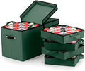 ZOBER Christmas Ornament Storage Box - Stores 128 3" Ornaments with Individual Trays - Tear Proof 600D Oxford Fabric - ornament organizer storage box, Durable Christmas Containers Holder - Green by ZOBER