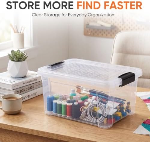 Superio 6.6 Quart Clear Plastic Storage Boxes with Lids, Stackable Organizer Containers, BPA-Free Storage Bins for Home, Office, School & Dorm, 3 Pack - Image 2