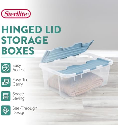 Sterilite Hinged Lid Storage Box, Plastic Container, 40 Quart, 12-Pack - Image 3