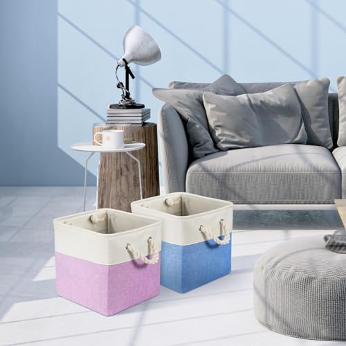 6 Pack 13x13 Inch Macaron Cube Storage Bins Square Fabric Cube Baskets - Image 5