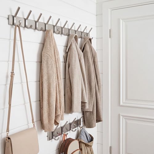 WEBI 10 Hooks, Heavy Duty 30 Inch Stainless Steel 304 Hook Rail Coat Rack with 10 Hooks, Satin Finish, Great Home Storage & Organization for Bedroom, Bathroom, Foyers, Hallways,2Packs - Image 2