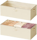 SpaceAid 2 Pack 10" High Under Bed Storage Containers, Large Underbed Storage Organizer Bins with Lids for Bedroom, Dorm, Clothes, Closet Organization, Bed Sheets and Blankets (Beige) by SpaceAid