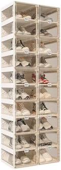 ANTBOX Foldable Shoe Rack,Shoe Organizers for Closet Plastic Shoe Storage Box for Entryway,Living Room,Large Sturdy Stackable Sneaker Cabinet Bins with Magnetic Clear Door 10 Tiers 20 Pairs by ANTBOX