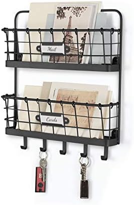 Spectrum Diversified Vintage Wall Mount Office or Entryway 2-Tier Letter Holder Organizer & Key Rack, One, Black (A14610) - Image 2