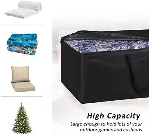 NettyPro Patio Cushion Storage Bags 2 Pack Water-Resistant Extra Large Bag for Outdoor Cushions Heavy Duty Patio Furniture Storage Bag 65 Inch, Black - Image 6