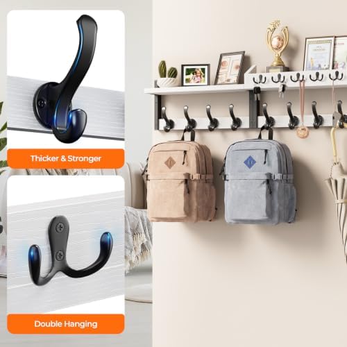 Evermagin 35" Coat Rack Wall Mount with Shelf for Entryway, White - Image 6