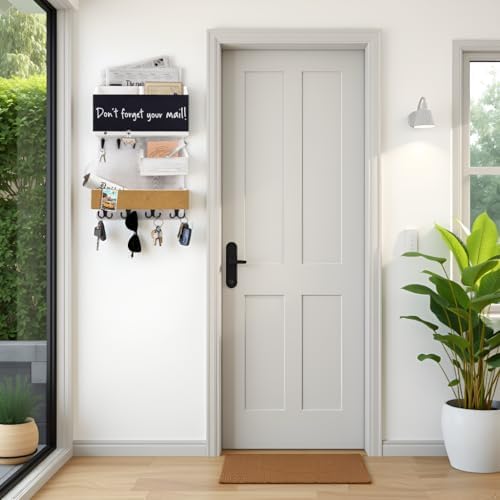 Mail Organizer Wall Mounted with Key Holder, Shelf, Ivory White - Image 6