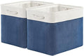 TcaFmac Organization and Storage Basket for Gifts Empty - 16x12x12 inch Large 2 Pack Collapsible Storage Bins for Shelves, Fabric Storage Cubes for Organizing Cloth Toy Kids (White & Jean Blue) by TcaFmac