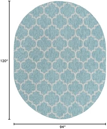 Unique Loom Trellis Collection Area Rug-Lattice Design, Moroccan Inspired for Indoor/Outdoor Décor, 7 ft x 10 ft, Aquamarine/Gray - Image 2
