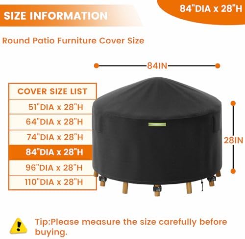 84 Inch Round Patio Furniture Covers with Support Pole - Image 2