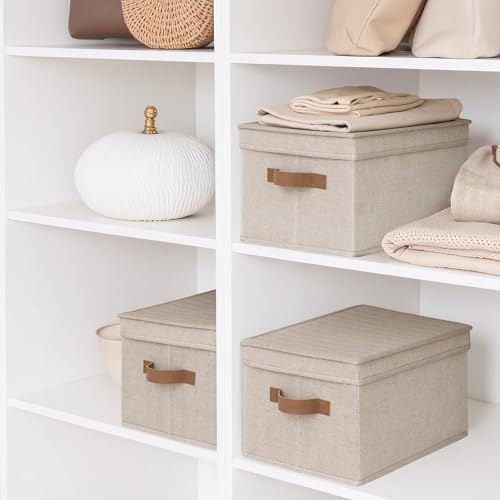 StorageWorks Fabric Storage Bins with Lids, Decorative Storage Bins - Image 5