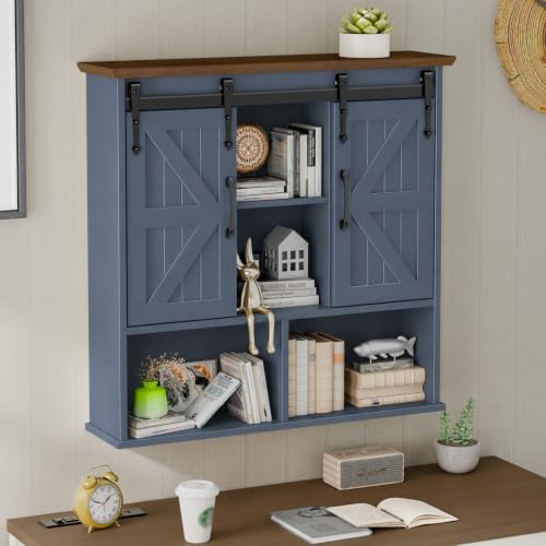 Vabches Bathroom Wall Cabinet, Farmhouse Medicine Cabinet, Navy Blue - Image 6