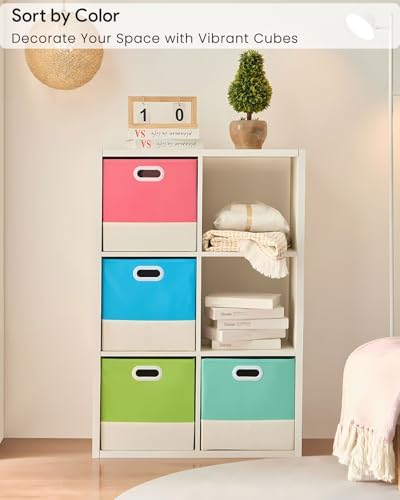 Cube Storage Bins, Macaron & Cream White, 13x15x13 In, 4 Pack - Image 3