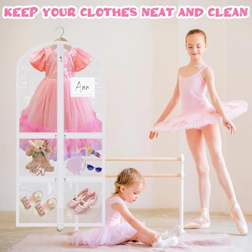 Geelin 14 Pcs Garment Bags for Dance PVC Clear, Translucent White - Image 5