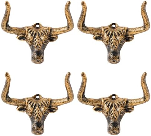 Cowboy Hat Hooks for Wall Entryway Animal Key Hook 4 Pack Cast Iron Hats Holder Closet Living Room Vintage Western Decor by Ausing