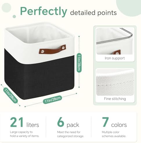 FinishingBo 11 inch Cube Storage Bin 6 Pack, Cube Organizer Bins - Image 4