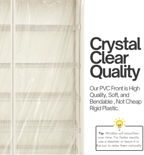Formosa Covers Premium Clear Front Wire Shelf Steel Rack Cover Off White - Heavy-Duty Storage Solution for Wire Shelving Rack (48”Wx18”Dx72”H) - Waterproof PVC, Water/Dust Resistant Fabric, Zippers - Image 5