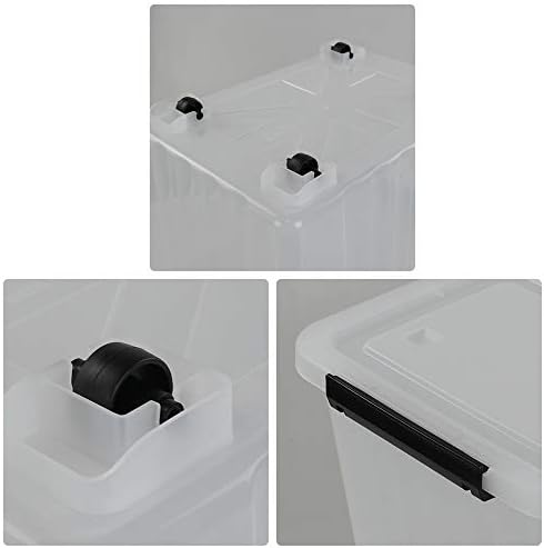Kekow 4-Pack Clear Plastic Large Storage Box, Latch Bin with Wheels, 30 L - Image 2