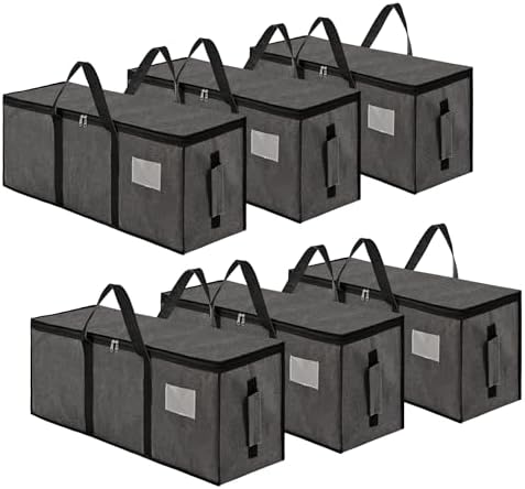 Kuber Industries Pack of 6 Durable Jumbo Storage Bags For Clothes Large With Zip & Handles | Packers & Movers Under Bed Storage Organizer Box for Clothes, Blanket & Toys | Dark Grey by Kuber+Industries
