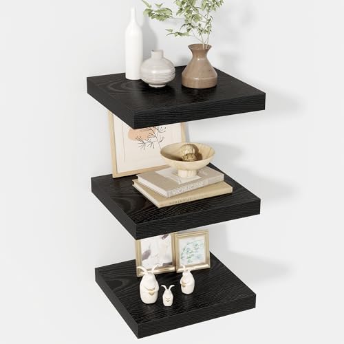 Acovy 12 Inch Floating Shelves, 12" Deep Floating Shelf Wall Mounted, 12" Wall Shelves, Rustic Deep Bookshelf, Extra Deeper Display Shelves & Storage Shelves for Bedroom, Living Room, Set of 3 by Acovy