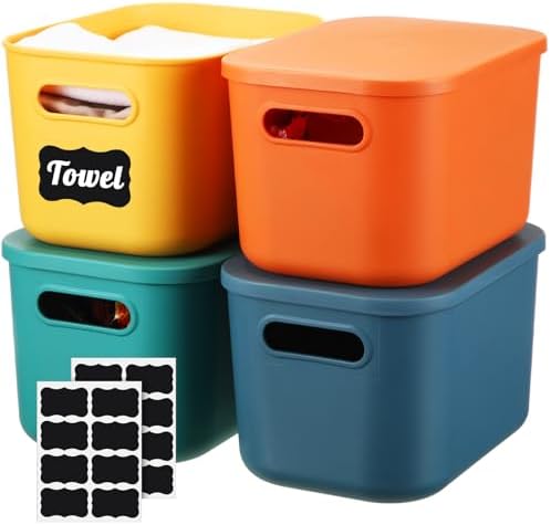 Tanlade 8 Pcs Colorful Plastic Storage Bins for Shelf, 10 x 7 x 6 In by Tanlade