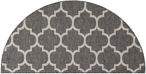Unique Loom Outdoor Trellis Collection Area Rug (3' 1" x 6' 1" Hearth Black/Ivory) - Image 3