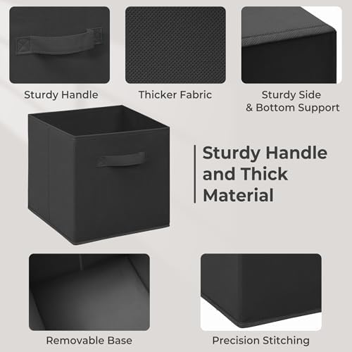 Storage Bins, 11 Inch Fabric Storage Cubes, Collapsible Cube Storage Box, Fabric Closet Organizers with Handle for Home, Office, Cabinet, Closets, Bedroom, Living Room, Black, 20 Set - Image 3