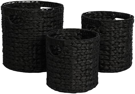 happimess Avery 3-Piece Cylinder Nesting Baskets 13", Black by Happimess