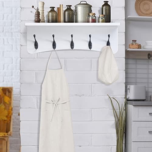 TEG01B Coat Rack Wall Mount with Shelf and 5 Hooks - 17-Inch Heavy Duty Pine Wood Entryway Rack - For Mudroom, Kitchen, Bathroom - Image 7