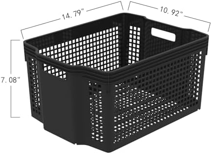 6-Pack Stackable Storage Baskets, Large Woven Plastic Organizer - Image 2