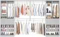 [10 FT Closet System] 120 Inch Reversible Set of 2 Wood Closet Organizer System with 4 Drawers, 6 Hanging Rods Adjustable Shelf, Shoe Rack, Morandi Grey by Besiost