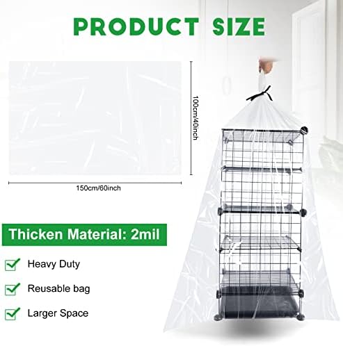 50 Pcs Large Clear Plastic Storage Bags 40 x 60 In Jumbo Plastic Furniture Cover Dustproof Moving Bags Moistureproof Suitcase Storage Bags for Luggage Comforter Chair Bike, 2 Mil, Ribbon Included - Image 2