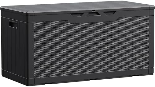 Devoko 100 Gallon Waterproof Resin Deck Box, Large Outdoor Storage Box by DEVOKO