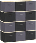 Lifewit Storage Cubes, 11 Inch Organizer Bins, 18L Gray&Black, 12 Packs by Lifewit
