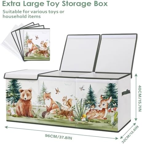 decalsweet Large Toy Box Collapsible Chest Organizer with Flip Lid for Kids - Image 2
