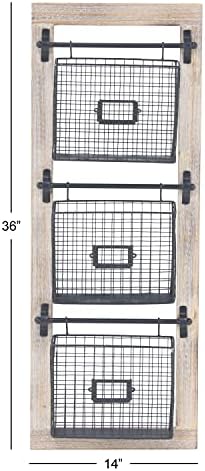 Deco 79 Farmhouse Metal Wall Mounted Rack for Magazines, Books, Newspapers, Bathroom/Offie/Living Rom Storage, 14" x 4" x 36", Black - Image 3