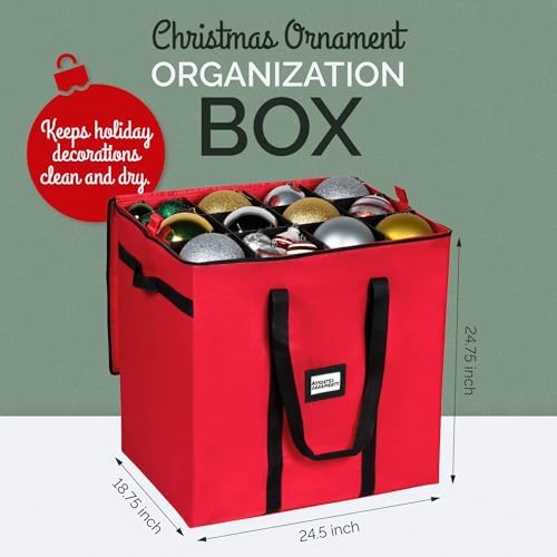 Christmas Extra Large Ornament Storage Container - Box Stores Up to 48 – 6” Ornaments – With 4 Individual Trays -Heavy Duty 600D Tear Resistant Material, Zippered, Adjustable Dividers. - Image 4