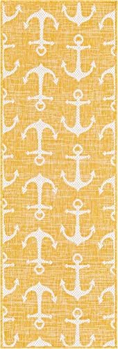 Unique Loom Outdoor Coastal Collection Area Rug - Ahoy (2' x 6' 1" Runner, Yellow) - Image 3
